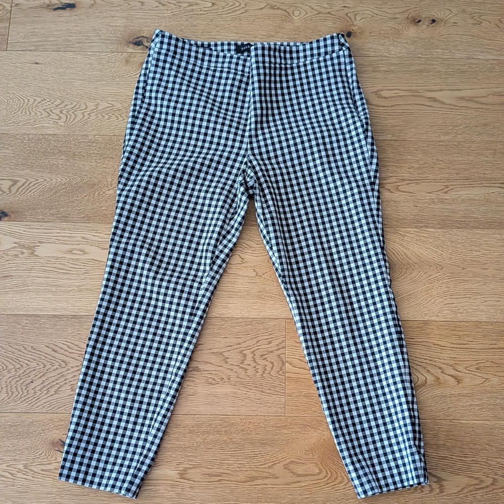 Talbots Womens Black White Gingham Chatham Ankle Leg Stretch Twill Pants
